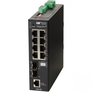 Omnitron Systems RuggedNet 10G/Mi, 2xSFP/SFP+, + 8xRJ-45, 2xDC Powered Industrial Temp 2902-0-28-2Z