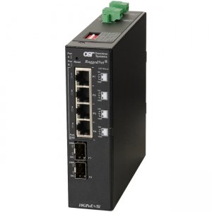 Omnitron Systems RuggedNet 10GPoE+/Si PoE+, 2xSFP/SFP+, 4xRJ-45, 2xDC Powered Industrial Temp 9583-0-24-2Z