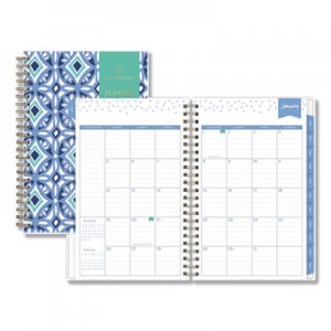 Blue Sky Day Designer Tile Weekly/Monthly Planner, 8 x 5, Blue/White Cover, 2021 BLS101410 101410