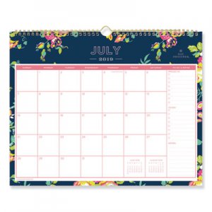 Blue Sky Day Designer Academic Year Wall Calendar, 15 x 12, Navy/Floral, 2020-2021 BLS107934 107934
