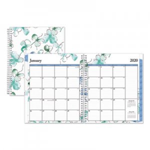 Blue Sky Lindley Monthly Wirebound Planner, 10 x 8, White/Blue, 2021 BLS101582