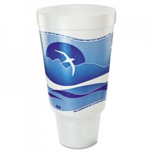 Dart Horizon Flush Fill Foam Cup, Hot/Cold, 44 oz., Ocean Blue/White, 15/Bag DCC44AJ32H 44AJ32H