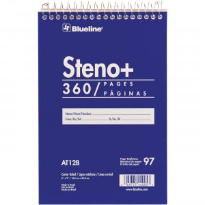 Blueline White Paper Wirebound Steno Pad AT12B REDAT12B
