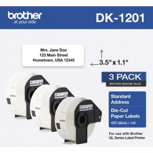 Brother Thermal Die-Cut Standard Address Labels DK12013PK BRTDK12013PK