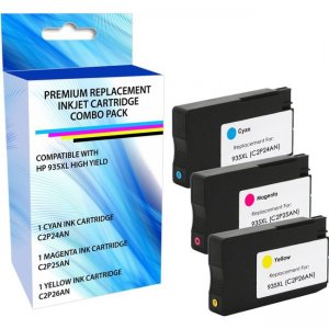 eReplacements Remanufactured HP 935XL High Yield Cyan/Magenta/Yellow Ink Color Combo Pack F6U05BN-ER