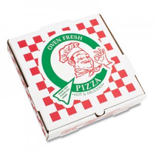 PIZZA Box Corrugated Kraft Pizza Boxes, B-Flute, White/Red/Green, 18" Pizza, 18 x 18 x 2.5, 50