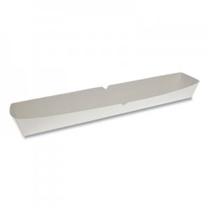 Pactiv Paper Hot Dog Tray with Perforations, 16 oz, 12.51 x 2.06 x 1.75, White, 500/Carton