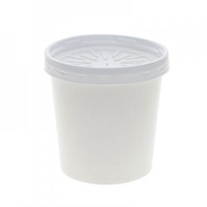 Pactiv Paper Round Food Container and Lid Combo, 16 oz, 3.75" Diameter x 3.88h", White, 250/Carton PCTD16RBLD