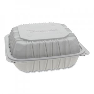 Pactiv Vented Microwavable Hinged-Lid Takeout Container, 8.5 x 8.5 x 3.1, White, 146/Carton PCTYCNW0851 YCNW0851