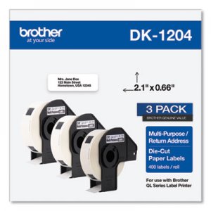 Brother Die-Cut Multipurpose Labels, 0.66 x 3.4, White, 400/Roll, 3 Rolls/Pack BRTDK12043PK DK12043PK