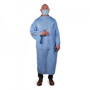 Heritage T-Style Isolation Gown, LLDPE, Large, Light Blue, 50/Carton HERTGOWNLP TGOWNLP