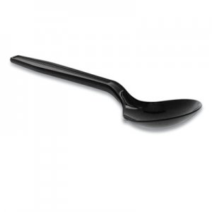 Pactiv Meadoware Polystyrene Cutlery, Soup Spoon, Medium Heavy Weight, Black, 1,000/Carton PCTYMWSSE YMWSSE