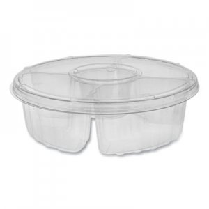 Pactiv Dip Cup Platter, 4-Compartment, 64 oz, 10" Diameter, Clear, 100/Carton PCT1064DP4CLRL 1064DP4CLRL