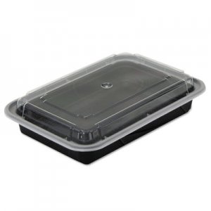 Pactiv VERSAtainers, 28 oz, 7.25 x 5 x 1.5, Black Base/Clear Lid, 150/Carton PCTNC868B PAC NC868B