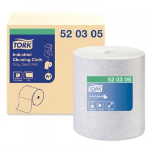 Tork Industrial Cleaning Cloths, 1-Ply, 12.6 x 13.3, Gray, 1,050 Wipes/Roll TRK520305 520305