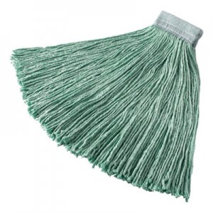 Rubbermaid Commercial Non-Launderable Cotton/Synthetic Cut-End Wet Mop Heads, 24 oz, Green, 5" White Headband RCPF13700GR00 FGF13700GR00