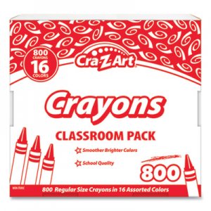 Cra-Z-Art Crayons, 16 Assorted Colors, 800/Pack CZA74004 74004