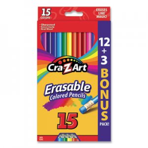 Cra-Z-Art Erasable Colored Pencils, 15 Assorted Lead/Barrel Colors, 15/Set CZA1045948 1045948