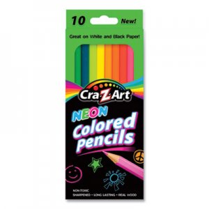 Cra-Z-Art Neon Colored Pencils, 10 Assorted Lead/Barrell Colors, 10/Set CZA1042772 1042772