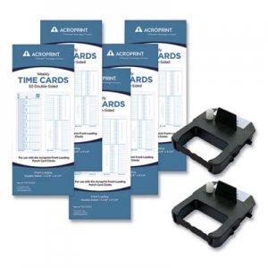 Acroprint EXP250 Accessory Bundle, 3.38 x 8.25, Weekly, Two-Sided, 250 Cards and 2 Ribbons/Kit ACPEXP250 010296000