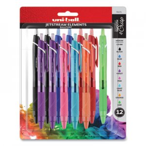 Uni-Ball Jetstream Elements Ballpoint Pen, Medium 1 mm, Assorted Ink/Barrel, 12/Pack UBC70171 70171