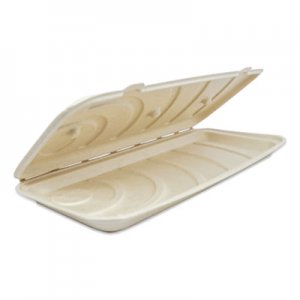 World Centric Fiber Hinged Containers, Pizza/Flatbread Containers, 6.6 x 13.7 x 1.3, Natural, 200/Carton WORPBSCU13