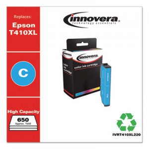 Innovera Remanufactured Cyan High-Yield Ink, Replacement for Epson T410XL (T410XL220), 650 Page-Yield IVRT410XL220