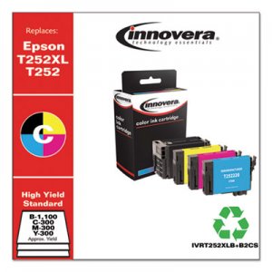 Innovera Remanufactured Black/Cyan/Magenta/Yellow Ink, Replacement for Epson T252XL/T252 (T252XL-BCS), 1,100/300 Page-Yield IVRT252XLBCS