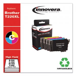 Innovera Remanufactured Black/Cyan/Magenta/Yellow Ink, Replacement for Epson T220XL (T220XL120/220/320/420), 500/450 Page-Yield IVRT220XLBCS