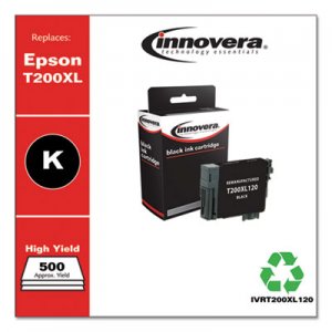 Innovera Remanufactured Black High-Yield Ink, Replacement for Epson T200XL (T200XL120), 500 Page-Yield IVRT200XL120