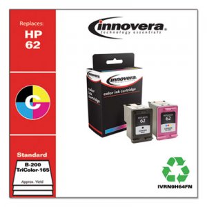 Innovera Remanufactured Black/Tricolor Ink, Replacement for HP 62 (N9H64FN), 200/165 Page-Yield IVRN9H64FN