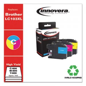 Innovera Compatible Cyan/Magenta/Yellow High-Yield Ink, Replacement for Brother LC1033PKS, 600 Page-Yield IVRLC1033PKS