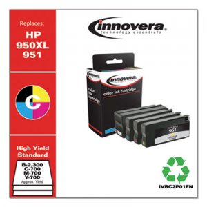 Innovera Remanufactured Black/Cyan/Magenta/Yellow High-Yield Ink, Replacement for HP 950XL/951 (C2P01FN), 300/700 Page-Yield IVRC2P01FN