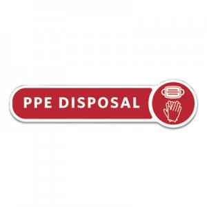 Rubbermaid Commercial Medical Decal, PPE DISPOSAL, 10 x 2.5, Red RCP2138292 2138292