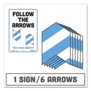 Tabbies BeSafe Messaging Education Floor Arrows and Wall Sign, Follow The Arrows For Your Safety, 12x18, White/Blue, 6 Arrows