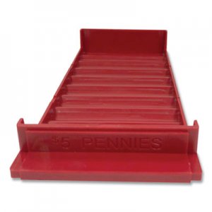 CONTROLTEK Stackable Plastic Coin Tray, Pennies, 3.75 x 11.5 x 1.5, Red, 2/Pack CNK560560 560560