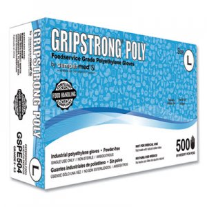 GripStrong Poly Foodservice Grade Polyethylene Gloves, Clear, Large, Polyethylene, 500/Box, 20 Boxes/Carton SEZGSPE504 GSPE504