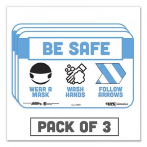 Tabbies BeSafe Messaging Education Wall Signs, 9 x 6, "Be Safe, Wear a Mask, Wash Your Hands, Follow the Arrows