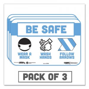 Tabbies BeSafe Messaging Education Wall Signs, 9 x 6, "Be Safe, Wear a Mask, Wash Your Hands, Follow the Arrows