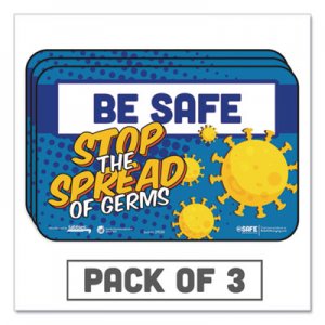 Tabbies BeSafe Messaging Education Wall Signs, 9 x 6, "Be Safe, Stop The Spread Of Germs", 3/Pack TAB29536 29536