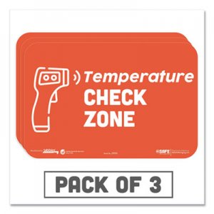 Tabbies BeSafe Messaging Education Wall Signs, 9 x 6, "Temperature Check Zone", 3/Pack TAB29510 29510