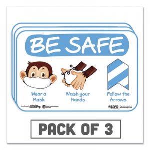 Tabbies BeSafe Messaging Education Wall Signs, 9 x 6, "Be Safe, Wear a Mask, Wash Your Hands, Follow the Arrows