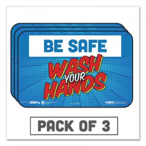 Tabbies BeSafe Messaging Education Wall Signs, 9 x 6, "Be Safe, Wash Your Hands", 3/Pack TAB29502 29502