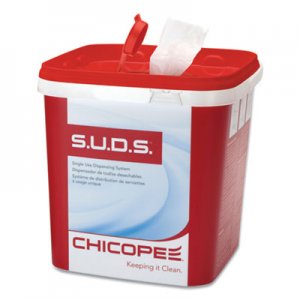 Chicopee S.U.D.S Bucket with Lid, 7.5 x 7.5 x 8, Red/White, 3/Carton CHI0728