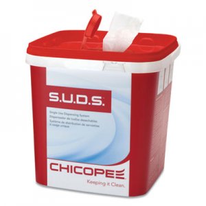 Chicopee S.U.D.S Bucket with Lid, 7.5 x 7.5 x 8, Red/White, 6/Carton CHI0727