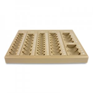 CONTROLTEK Plastic Coin Tray, 6 Compartments, 7.75 x 10 x 1.5, Tan CNK500025 500025
