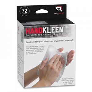 Read Right HandKleen Premoistened Antibacterial Wipes, 7 x 5, Foil Packet, 72/Box REARR15112 RR15112