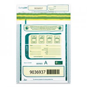 SafeLOK Deposit Bag, 9 x 12, 2 mil Thick, Plastic, White/Gray, 100/Pack CNK585089 585089