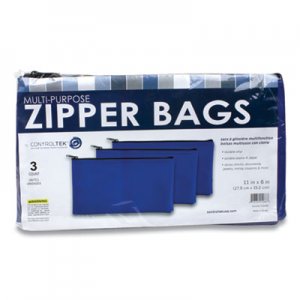 CONTROLTEK Fabric Deposit Bag, 5.5 x 11, Vinyl, Blue, 3/Pack CNK530495 530495