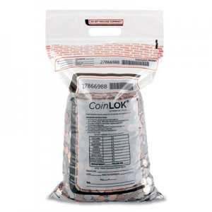 CoinLOK Coin Bag, 12.5 x 25, 5 mil Thick, Plastic, Clear, 50/Pack CNK585100 585100